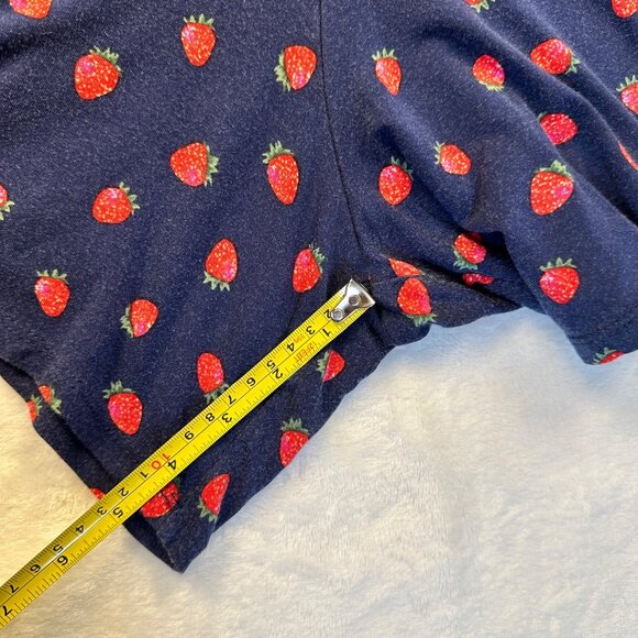 Torrid Womens Mini Romper Strawberry Print Navy Blue 2X Super Soft Knit Pockets - Picture 7 of 14